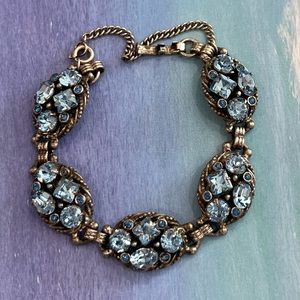 Vintage Kramer Oval Link Blue Rhinestone Bracelet